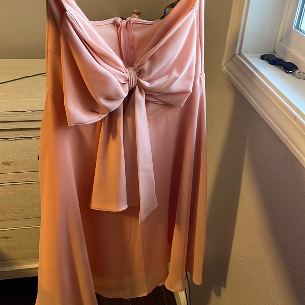 Light pink strapless, short dress